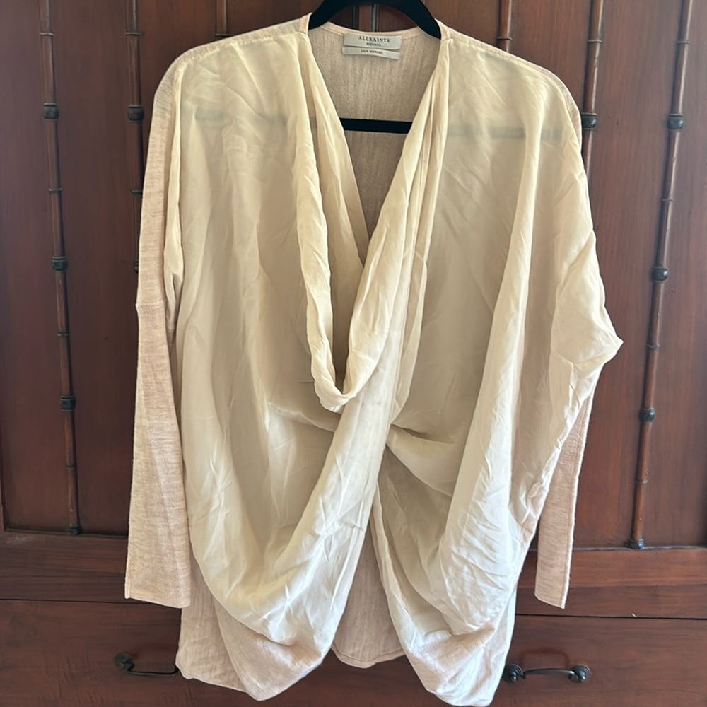 All Saints light weight cowl drapey sweater